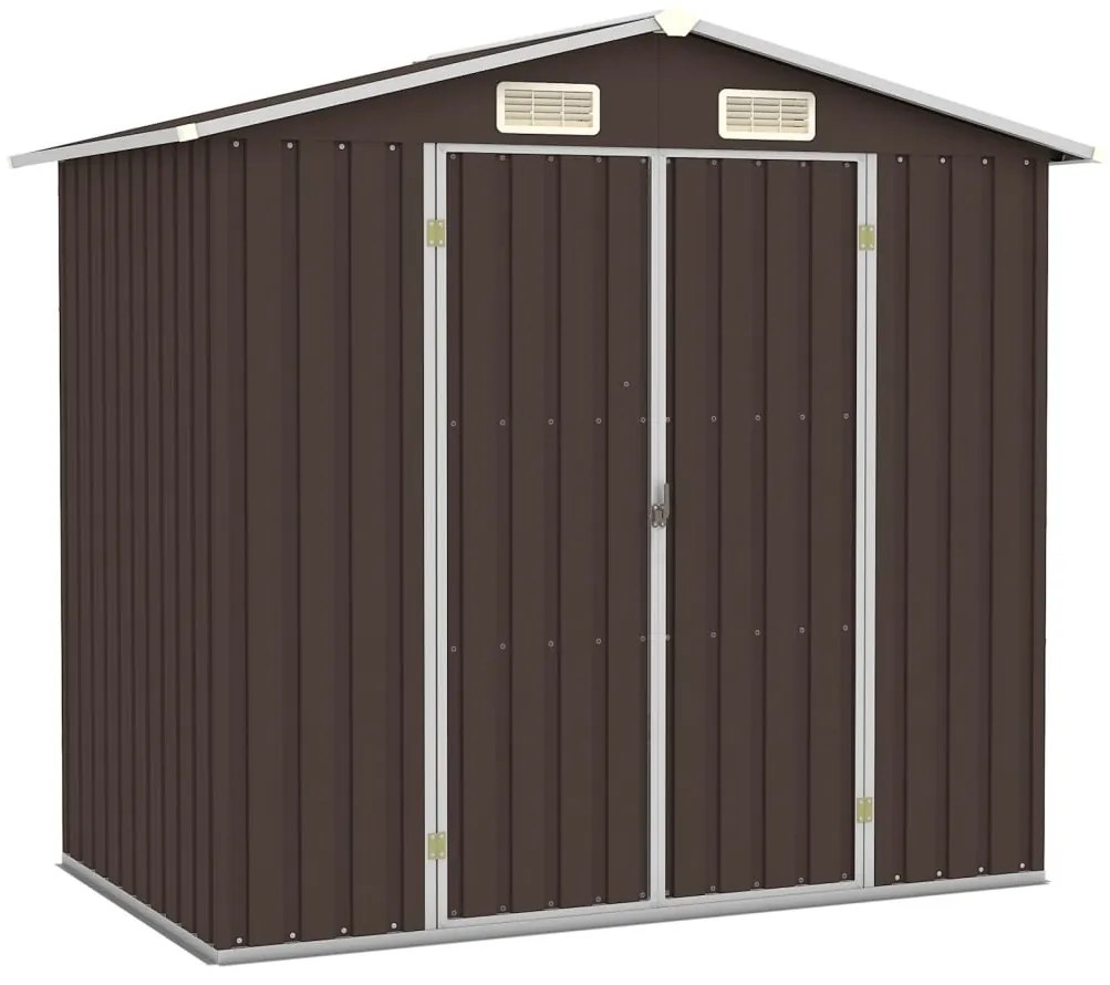 vidaXL Abrigo de jardim 205x129x183 cm aço galvanizado castanho