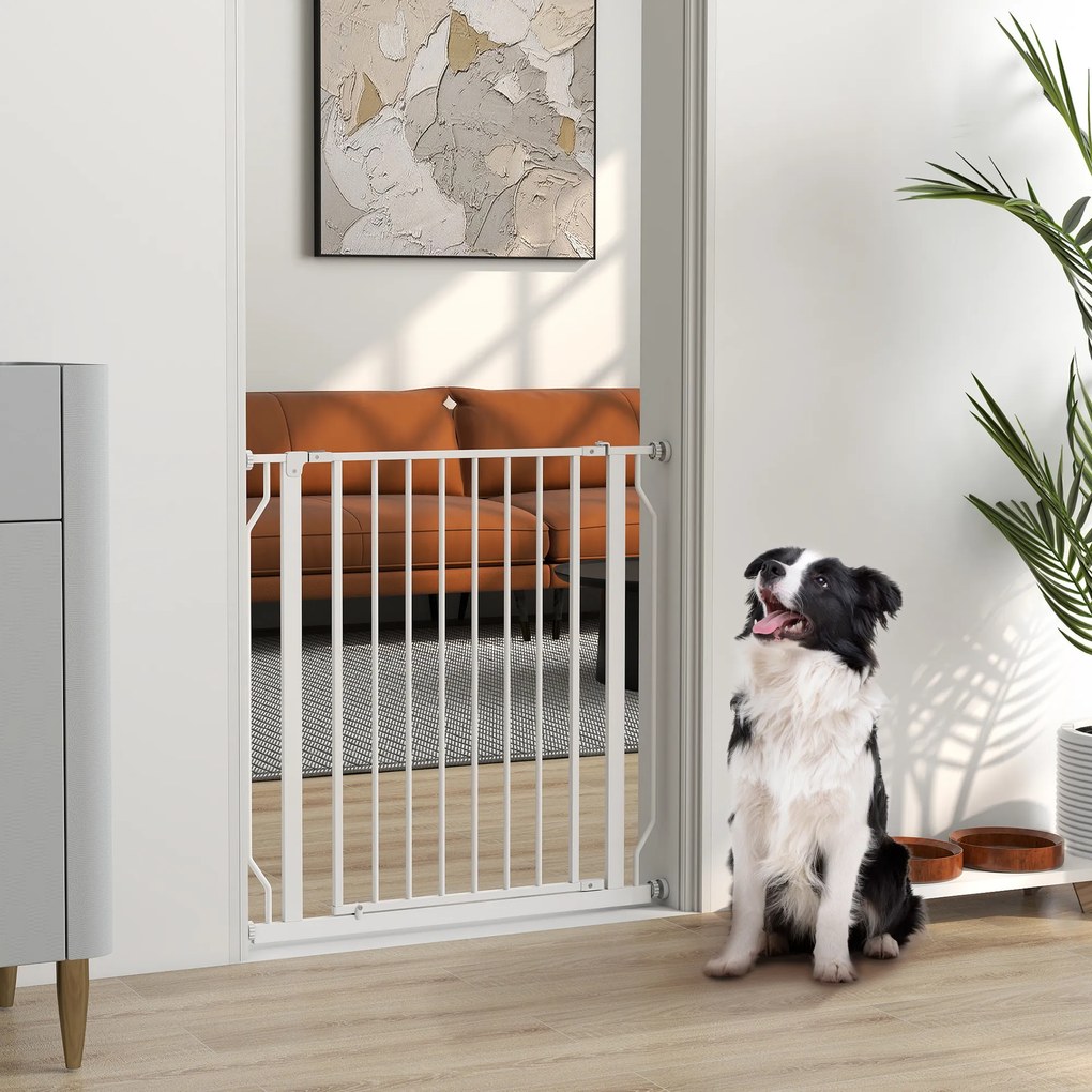 Barreira de segurança para animais de estimação, comprimento ajustável, 75-85 L x 76 cm, branca