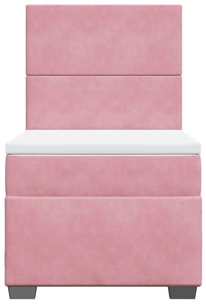 Cama com molas/colchão 100x200 cm veludo rosa