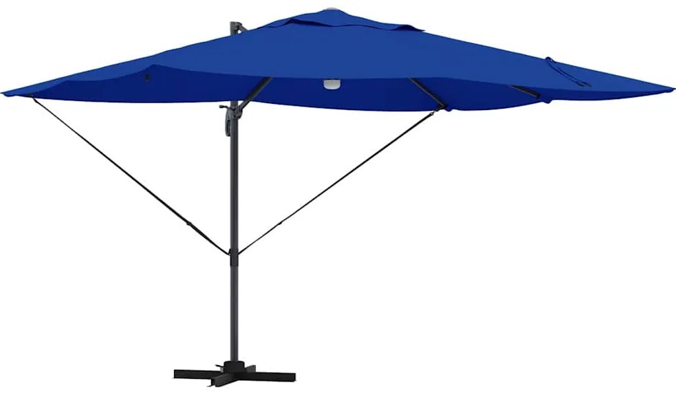 Guarda-sol Cantilever Roma com LEDs, Azul Azure, 352x251x265 cm, Alumí
