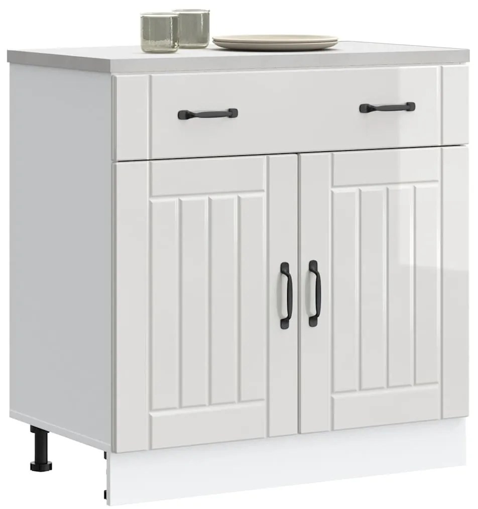 vidaXL Armário de cozinha baixo Lucca deriv. madeira branco brilhante