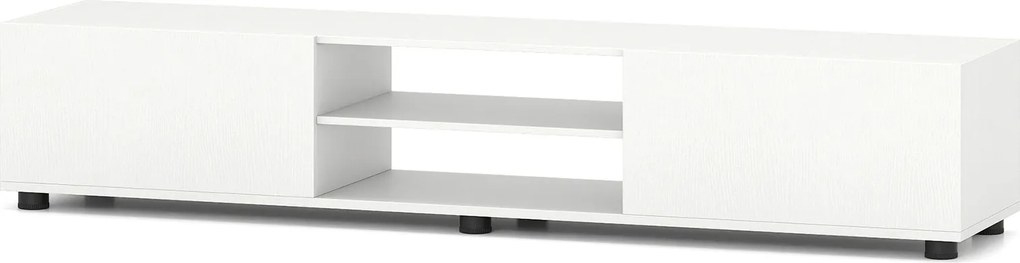 Móvel para TV, 160 x 35 x 30 cm, Com Estantes Abertas e Portas, Branco