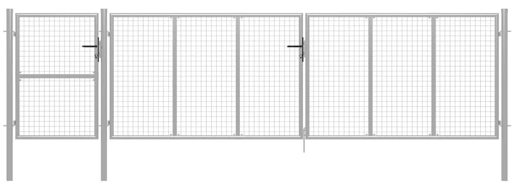 Portão de jardim 500x125 cm aço prateado