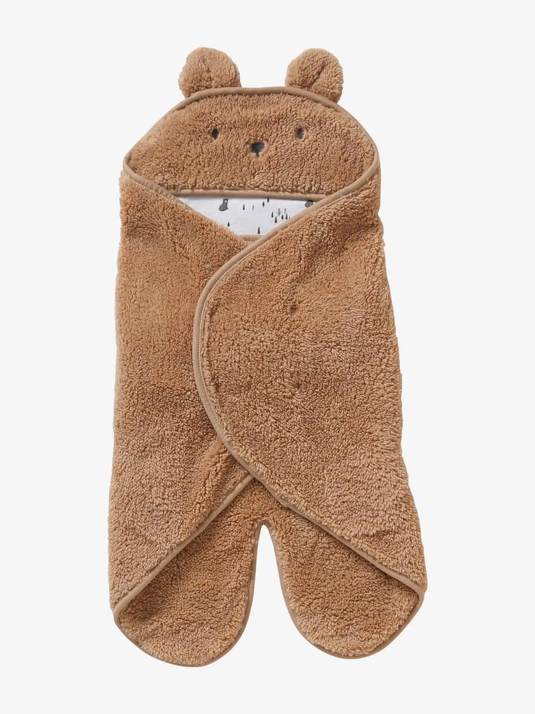 Capa para carrinho de bebé, em peluche, forro em jersey bege escuro liso