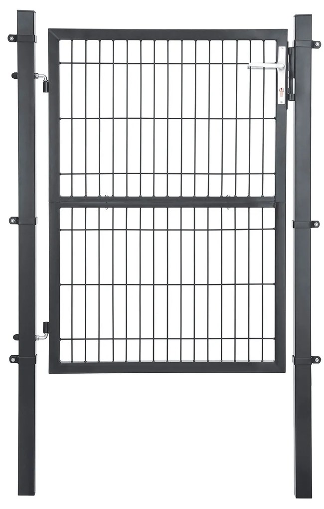 Portão de jardim em aço galvanizado 106 x 6 x 170 cm cinzento