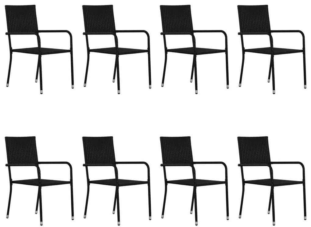 9 pcs conjunto de jantar para jardim preto