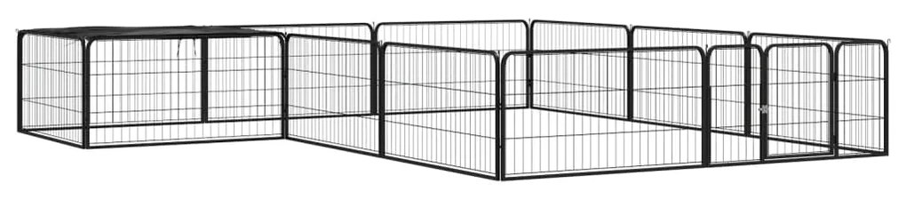 vidaXL Parque p/ cães c/ 12 painéis 100x50 cm aço revestido a pó preto