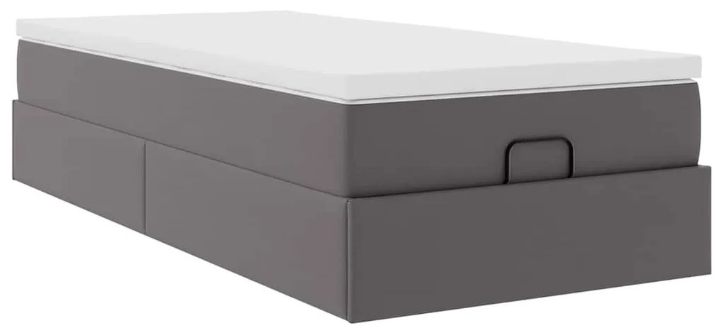 moldura de cama síriaXL otomana com colchão cinza 90x200cm couro falso