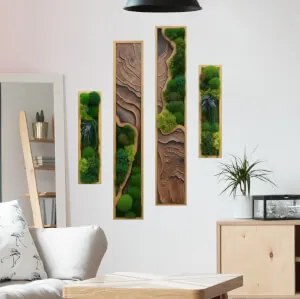 Autocolante Tríptico (4pcs) - Vertical Contraste Musgo e Madeira