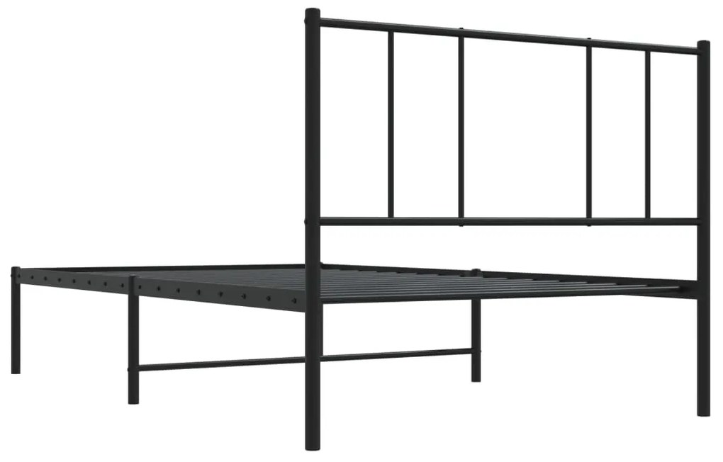 Estrutura de cama com cabeceira 90x200 cm metal preto