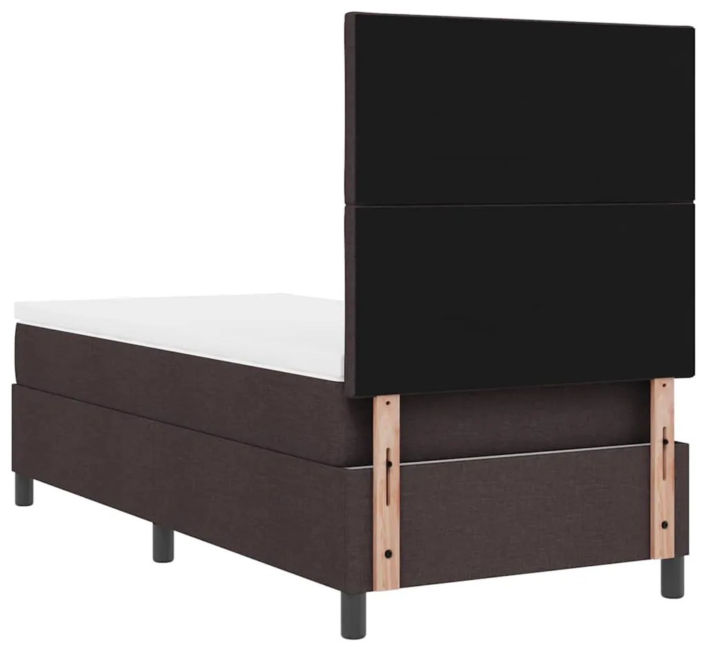 Cama Box Spring com Colchão Castanho Escuro 90x200 cm Tecido