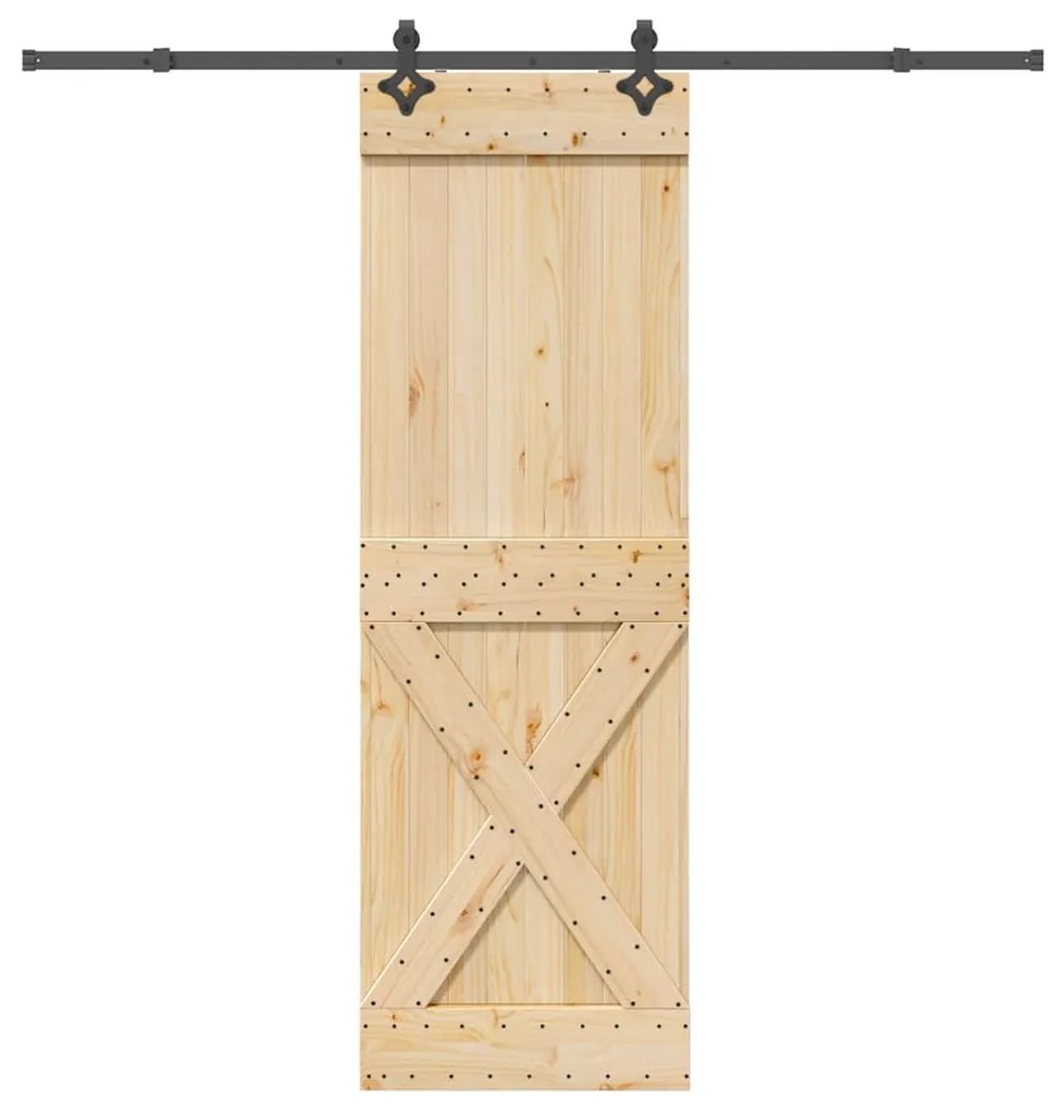 vidaXL Porta de correr com ferragens 70x210 cm madeira de pinho maciça