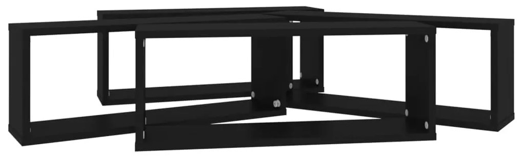 Prateleiras parede forma de cubo 4 pcs derivados madeira preto