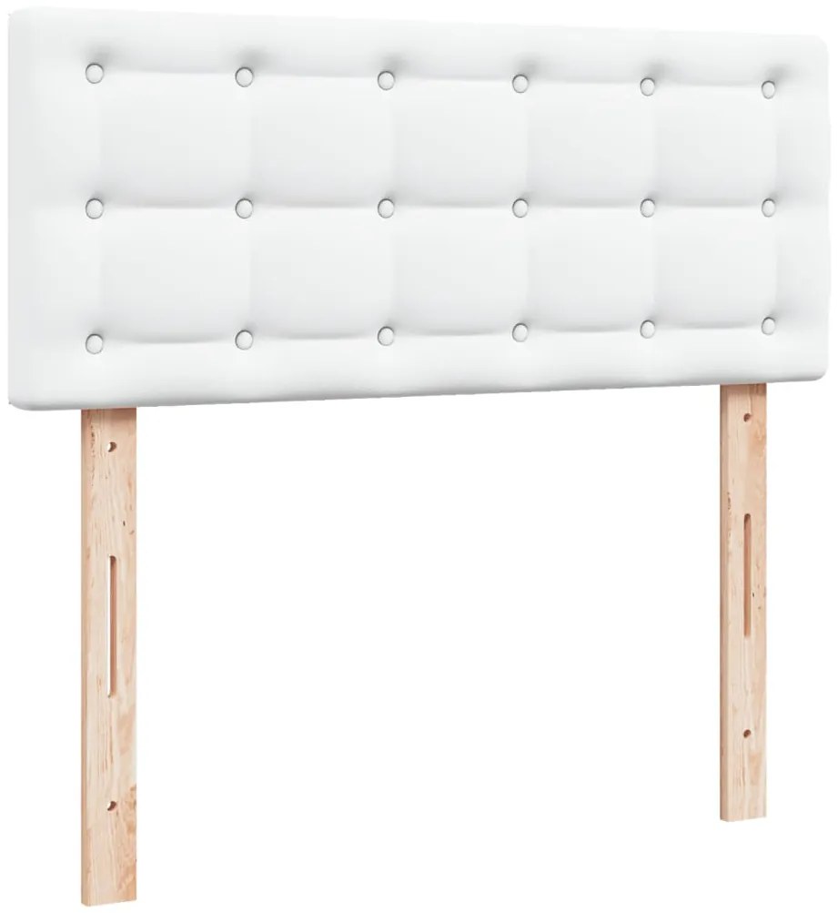 Cama com molas/colchão 120x200 cm couro artificial branco