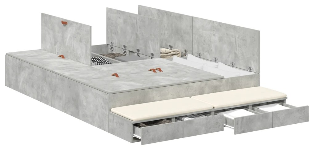 Estrado de Cama Cinza Concreto 150x200 cm