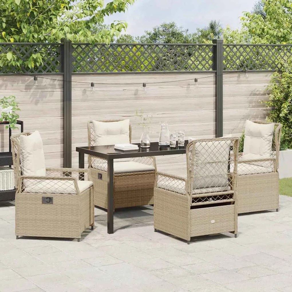 Conjunto de Jantar de Jardim de 5 Peças em Rattan Sintético Bege