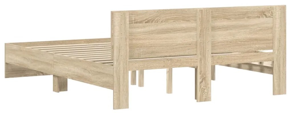 Estrutura de cama com cabeceira 140x200 cm carvalho sonoma