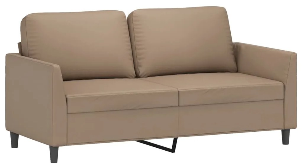 2 pcs conjunto sofás c/ almofadões couro artif. cor cappuccino