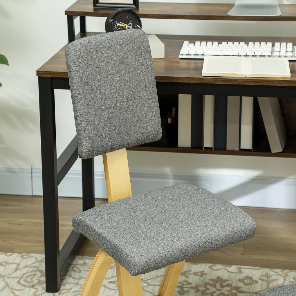 Cadeira Ergonómica de Joelhos com Encosto Almofadas Acolchoadas Estrutura de Madeira para Melhor Postura 51x84x93 cm Cinzento