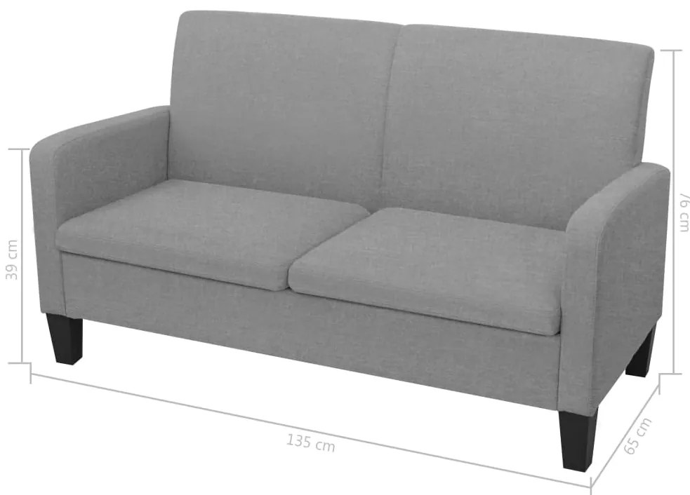 2 pcs conjunto de sofás tecido cinzento-claro