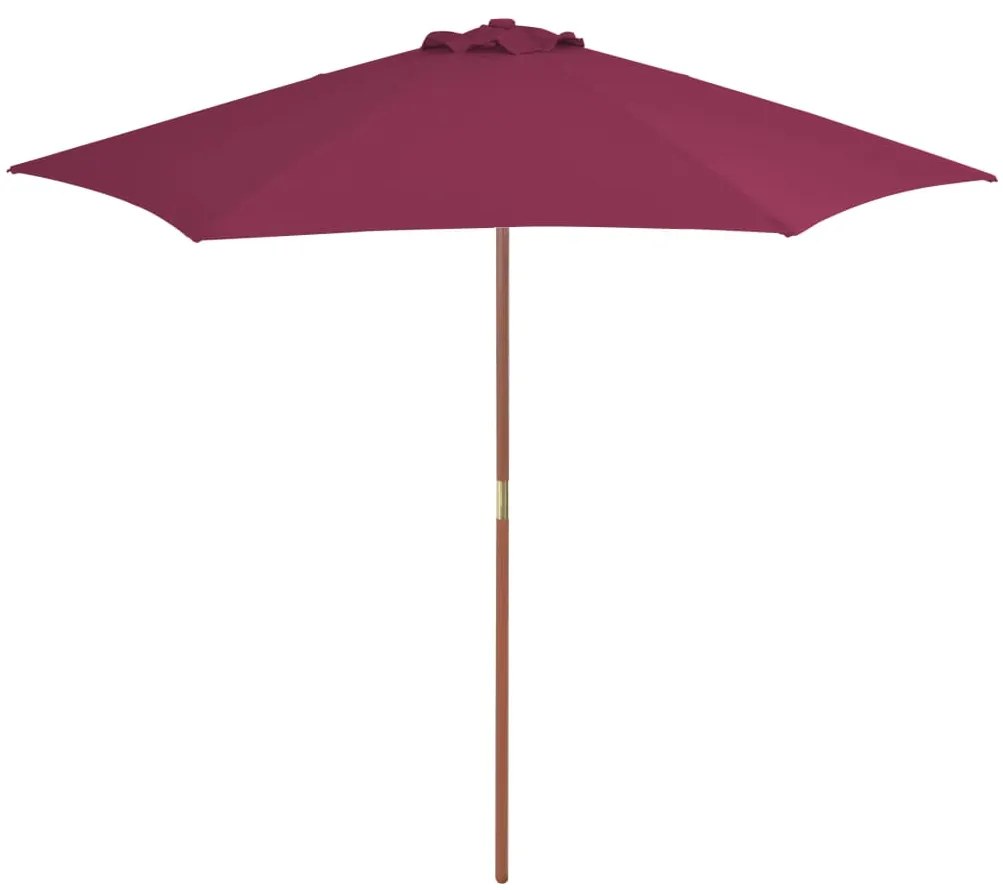 Guarda-sol de exterior poste madeira 270 cm vermelho bordô