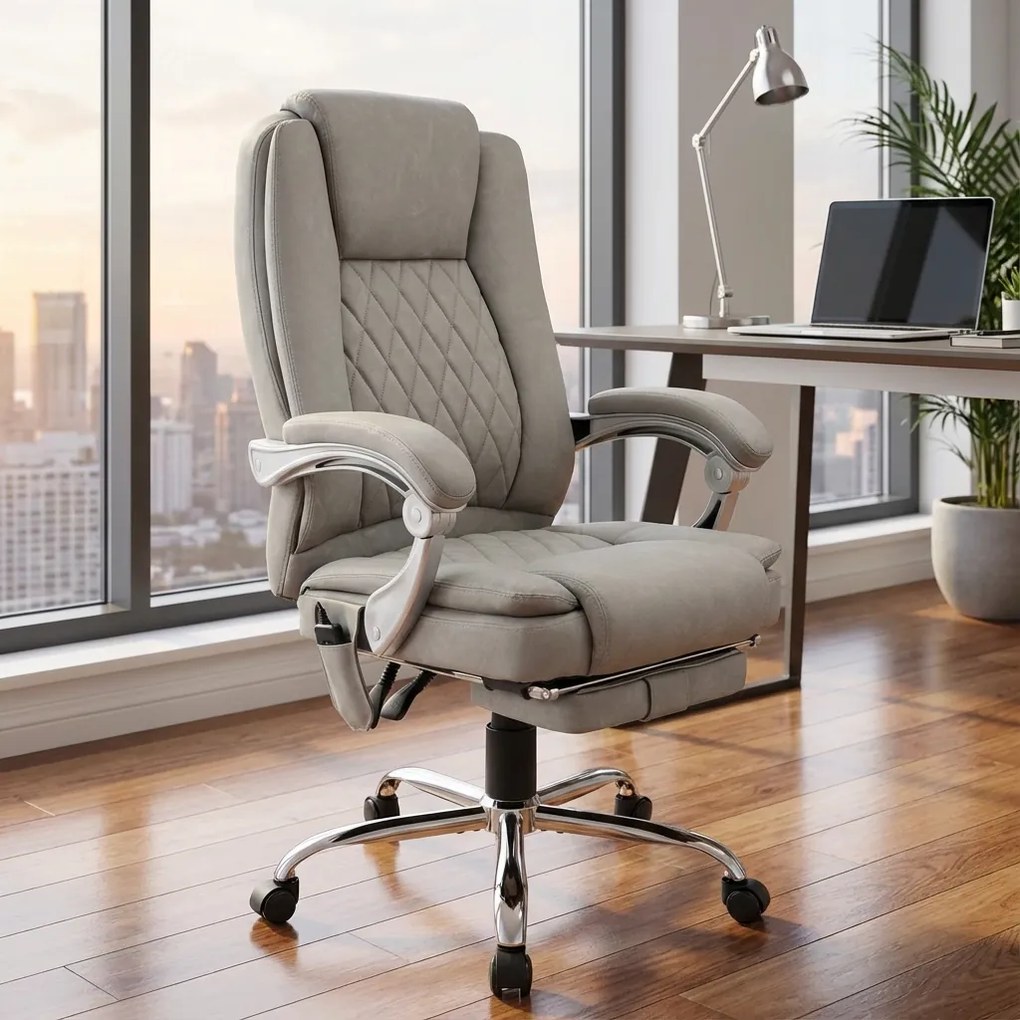 Cadeira de escritório Rubia com função de massagem, cinza