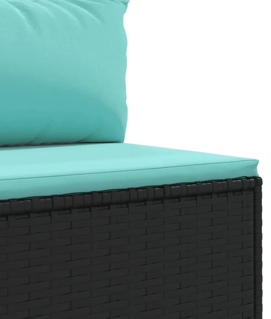 9 pcs conjunto de sofás p/ jardim c/ almofadões vime PE preto