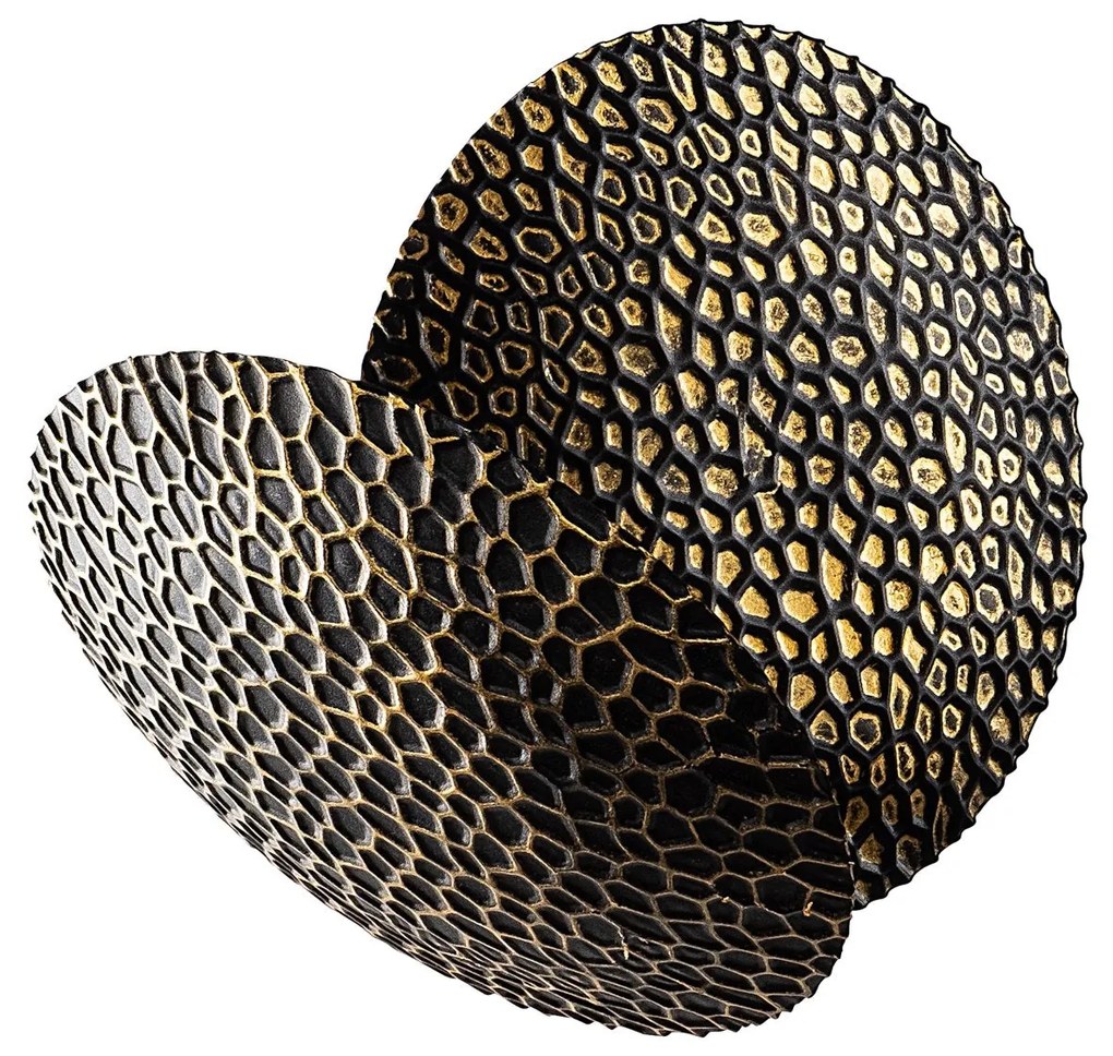 Lâmpada de Parede Yosma - Preto e Dourado - 21cm x 21cm x 15cm