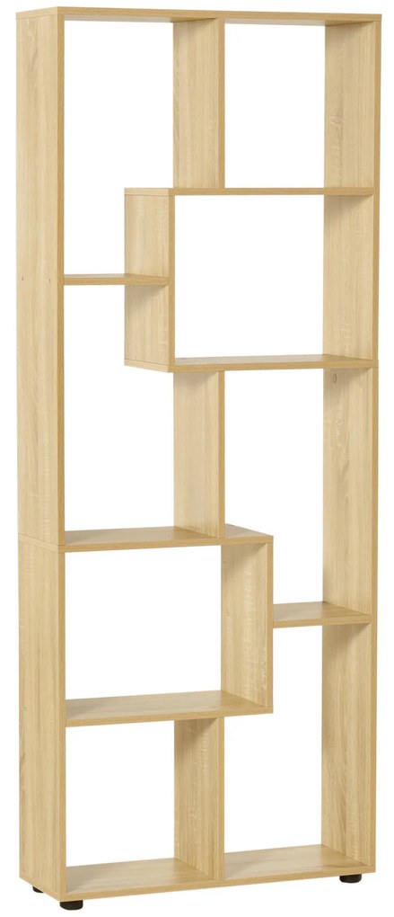 HOMCOM Biblioteca Estante Zigue Zague estilo Contemporâneo 70x24x178 cm Painéis de Partículas Madeira Natural | Aosom Portugal