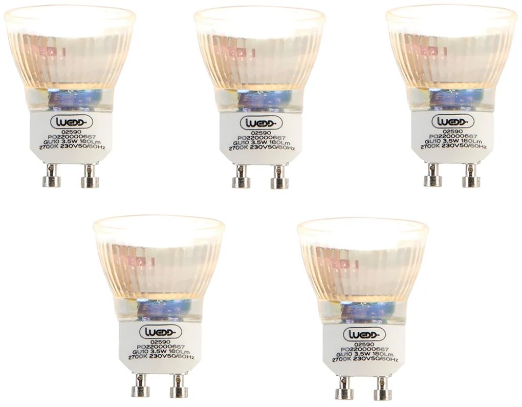 Conjunto de 5 Lâmpadas LED GU10 35mm 3.5W 180 lm 2700K