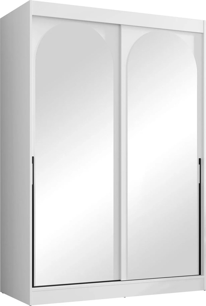 Roupeiro Toledo 131, Branco, Preto, 216x150x65cm, 148.5 kg, Portas para roupeiro: Deslizante