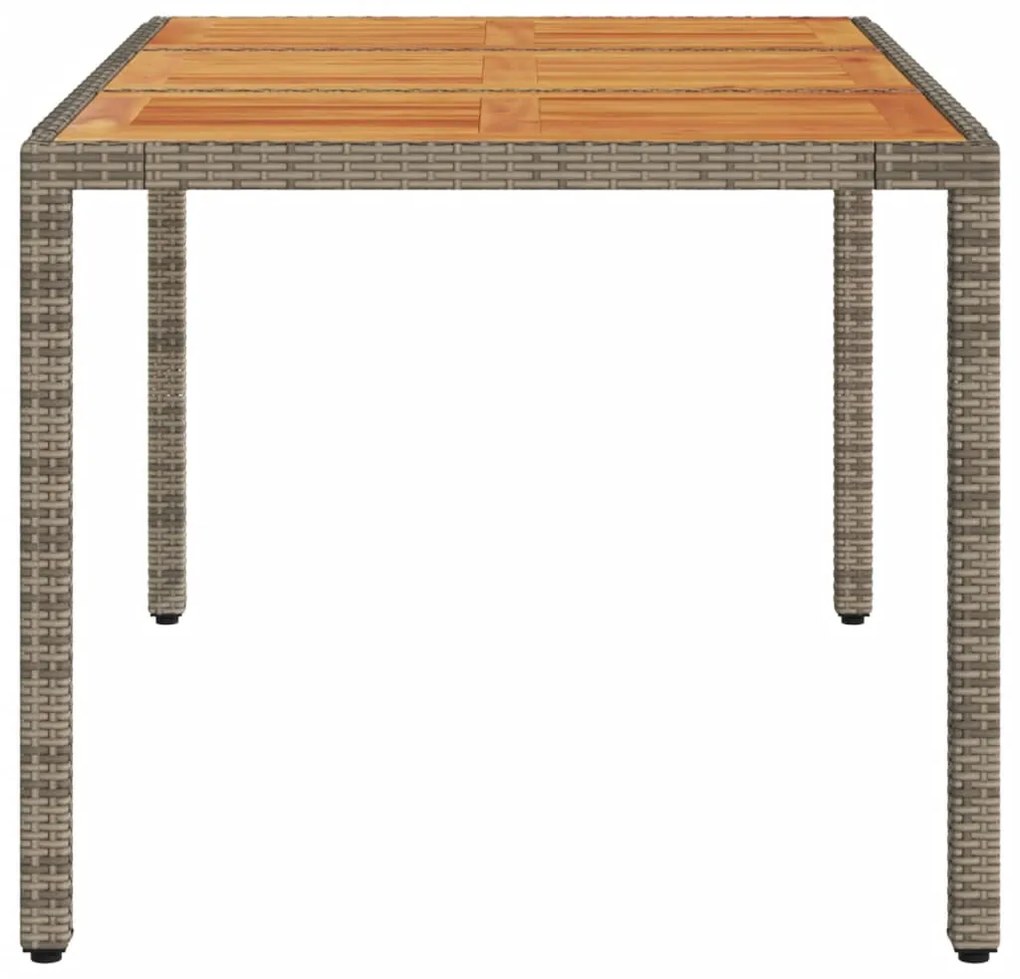Mesa de jardim c/ tampo em madeira de acácia vime PE cinzento