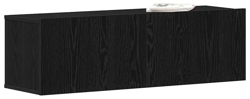 Armário de TV Preto em Madeira de Engenharia 100x30x30 cm