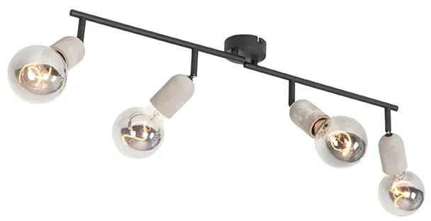 Candeeiro de teto industrial preto betão 4-luzes - PEDRA Rústico ,Industrial