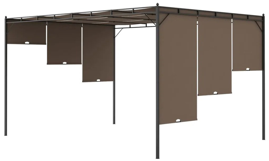 Gazebo jardim c/ cortina lateral 4x3x2,25m cinzento-acastanhado