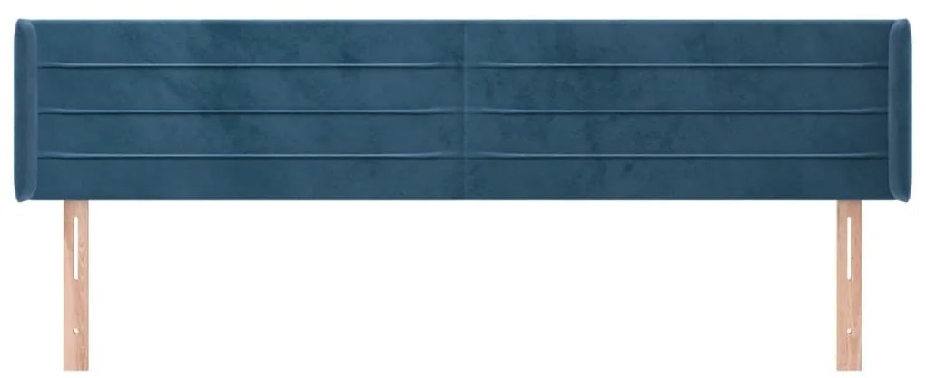 Cabeceira de cama c/ abas veludo 163x16x78/88cm azul-escuro