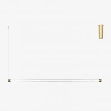 Candeeiro De Teto Linear Suspenso Led ↔︎120 Cm Em Metal Cornelia Amarelho Ouro - Sklum