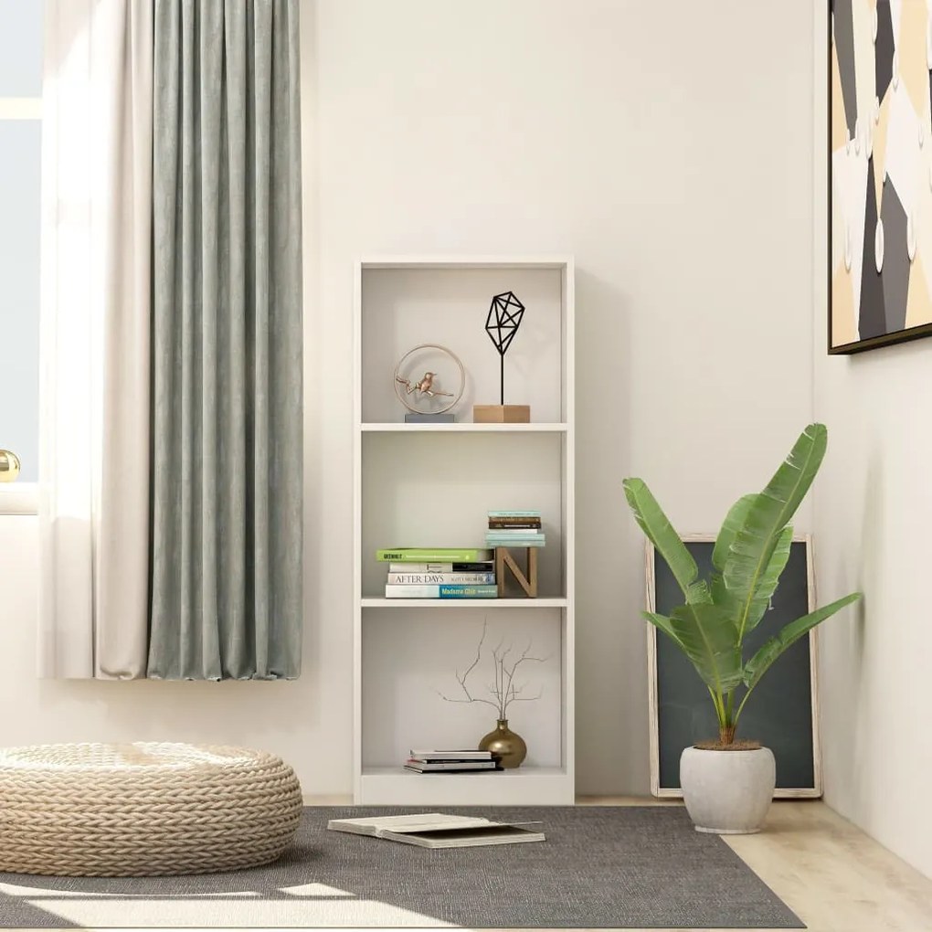 800828 vidaXL Estante c/ 3 prateleiras 40x24x108 cm contraplacado branco