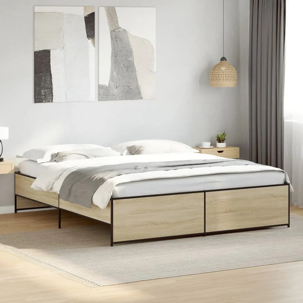 Estrutura de cama 200x200 cm derivados madeira/metal