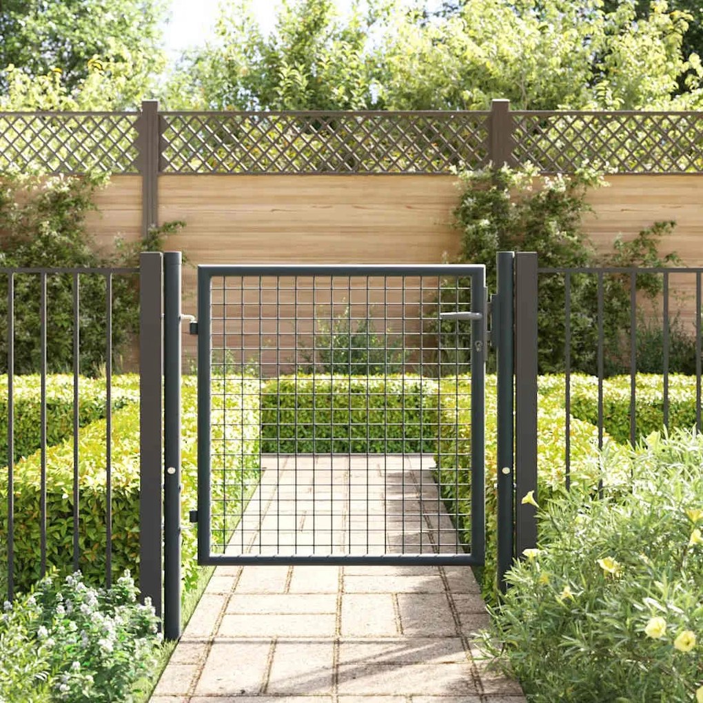 Portão de jardim em rede 100x125 cm aço galvanizado cinzento