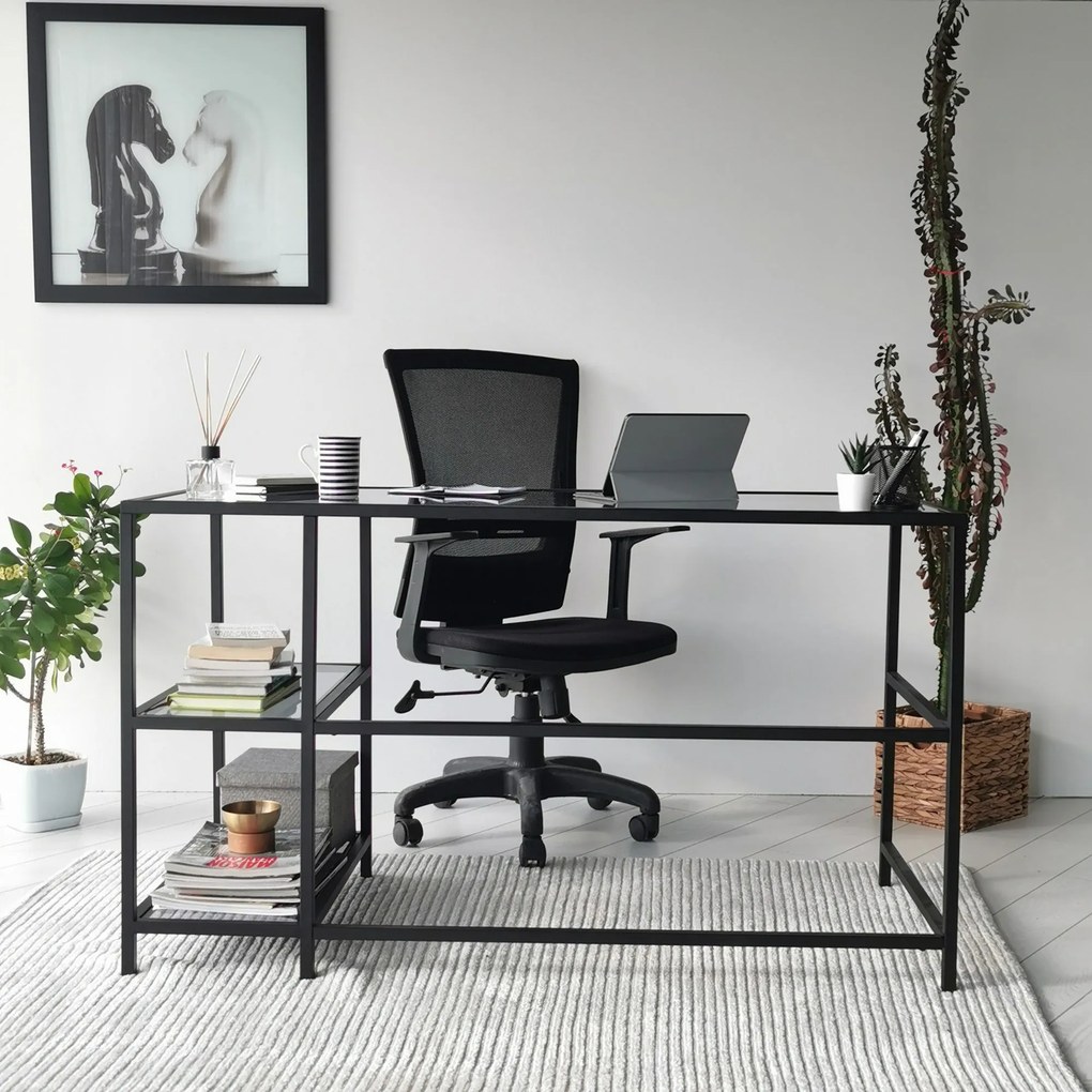 Secretária Master – Preto Fumado – 130 cm x 75 cm x 60 cm
