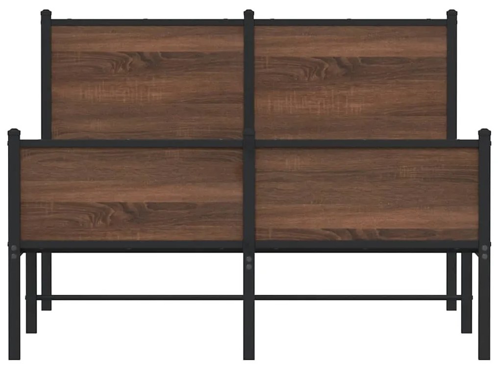 Estrutura de cama sem colchão 120x190cm metal carvalho castanho