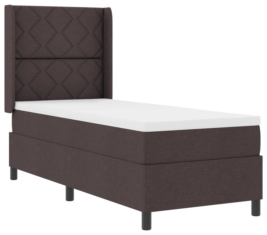 Cama Box Spring vidaXL com Colchão e LED Marrom Escuro 90x190 cm Tecid