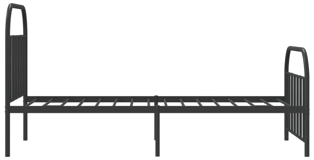 Estrutura de cama com cabeceira e pés 107x203 cm metal preto