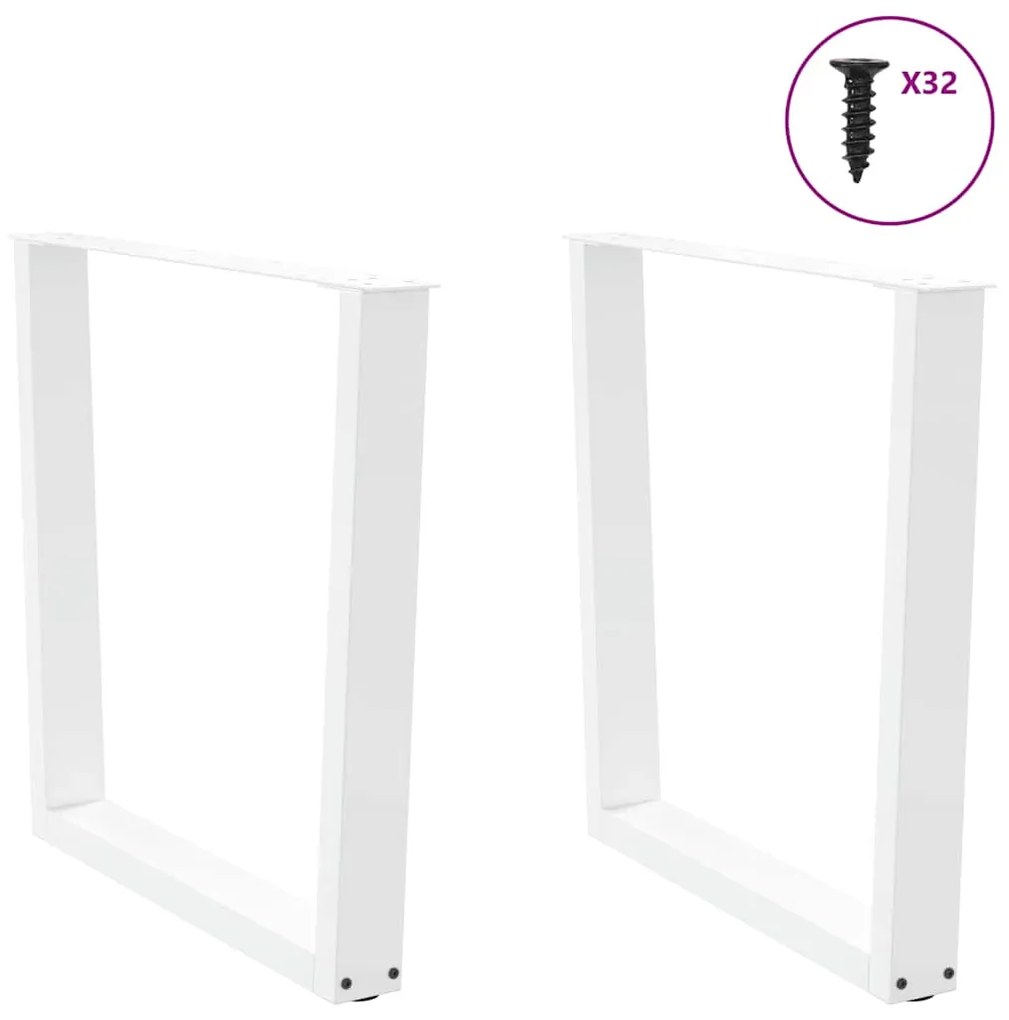 Mesa de jantar pernas 2pcs forma de V 90x(72-73,3)cm aço branco