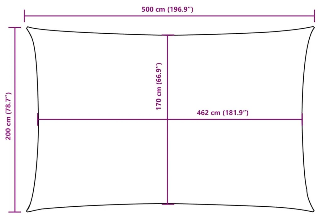 Para-sol tecido oxford retangular 2x5 m antracite