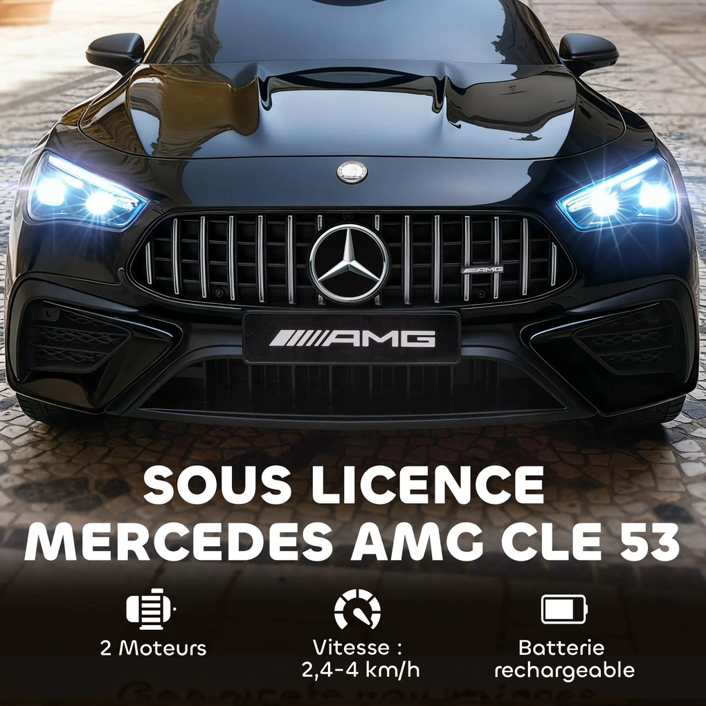 Carro elétrico infantil Mercedes AMG CLE 53, 12 V, 2 motores, comando parental de 2,4 GHz, 99 x 55 x 43 cm, preto