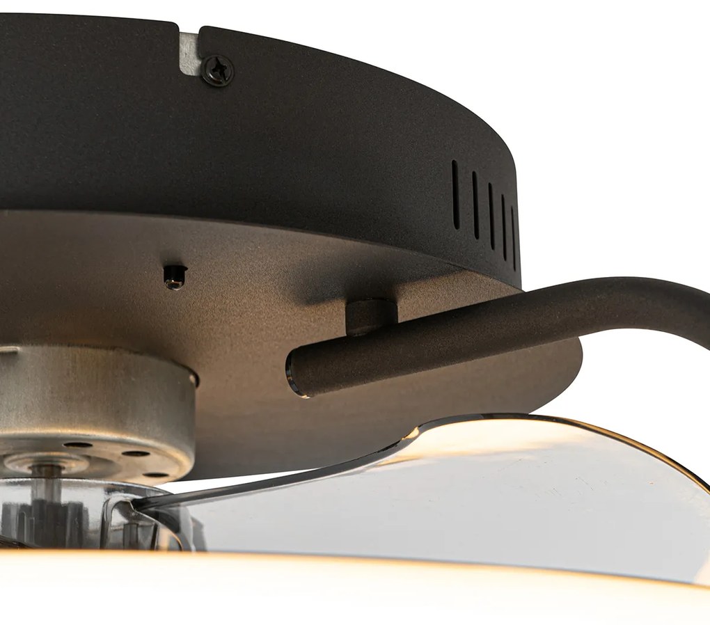 Ventilador de teto preto 46,5cm incl. LED com controle remoto - Kees Design