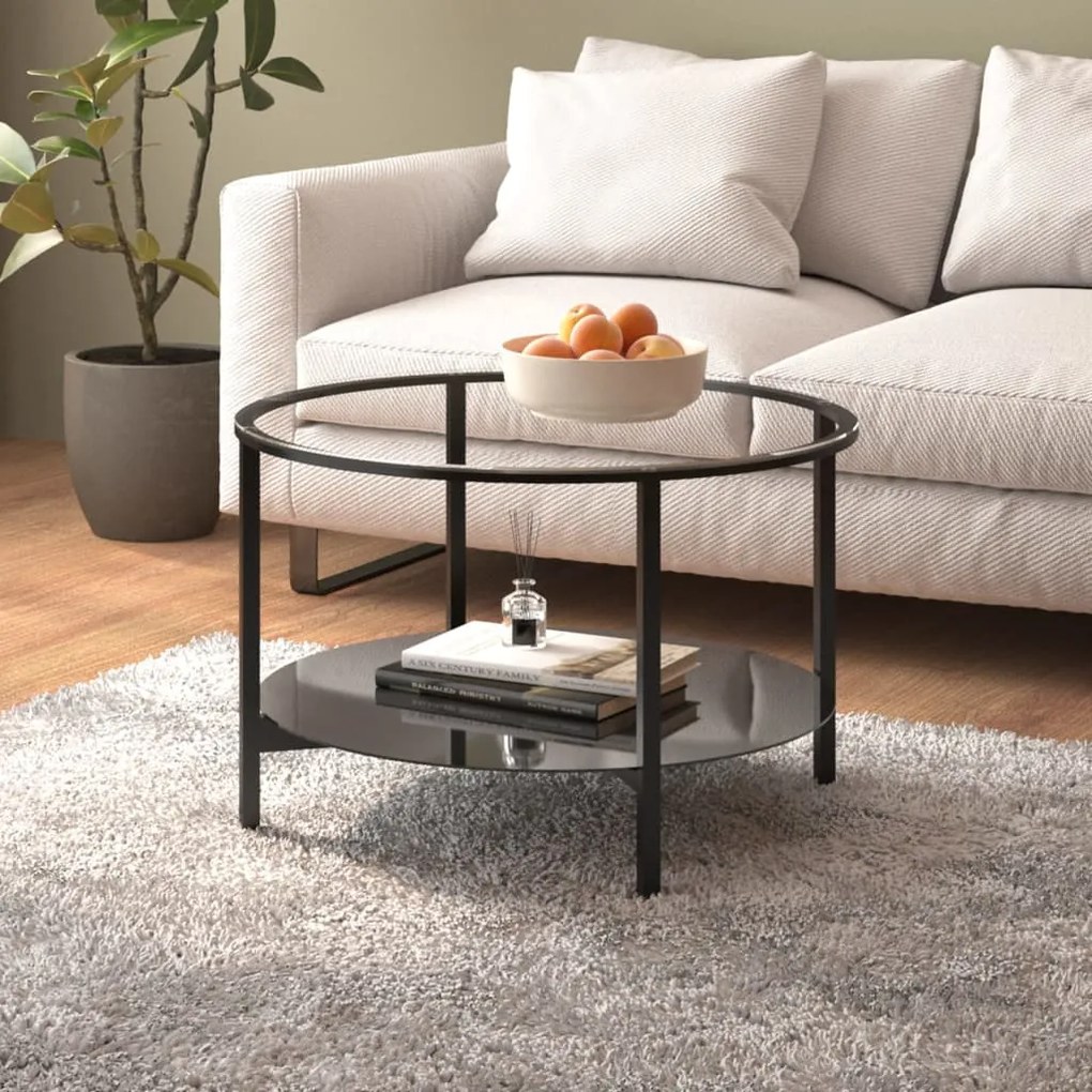 331618 vidaXL Mesa de centro 70 cm vidro temperado preto e transparente