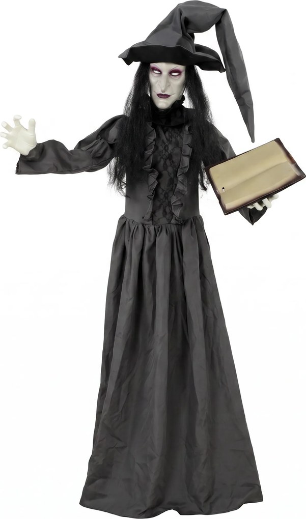 HOMCOM Bruxa Animada 180 cm Decoração de Halloween Tamanho Real com Olhos Iluminados, Som Assustador, Ativação por Toque | Aosom Portugal